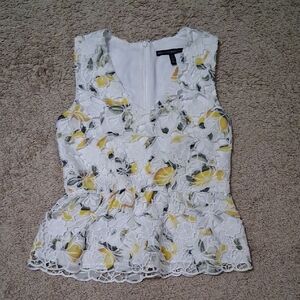 White House Black Market Lemon Lace Blouse